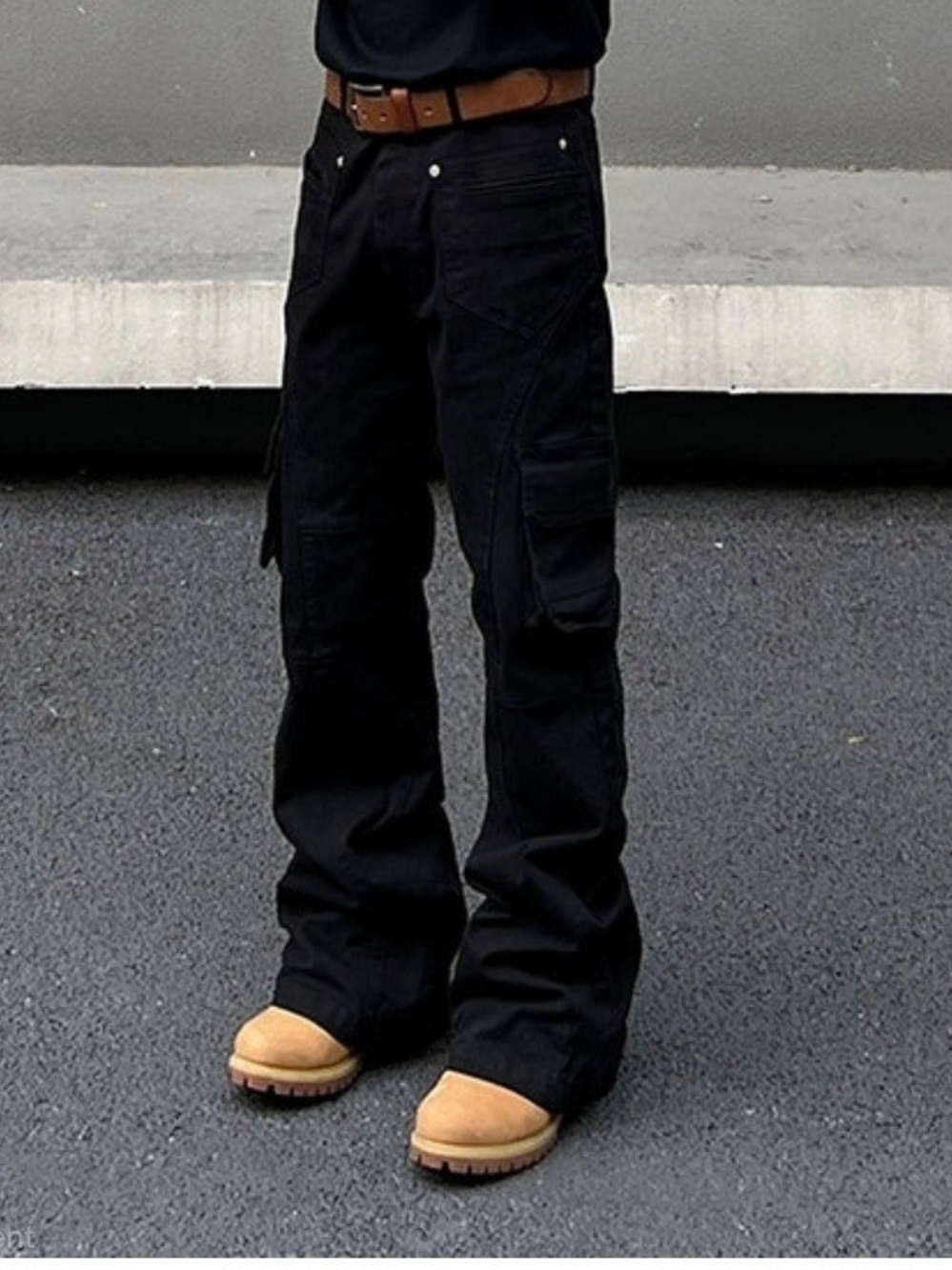 Men's Black Cargo Pants with Utility Pockets